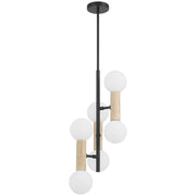 Access Lighting Stone 6 Light Pendant, Travertine/Opal