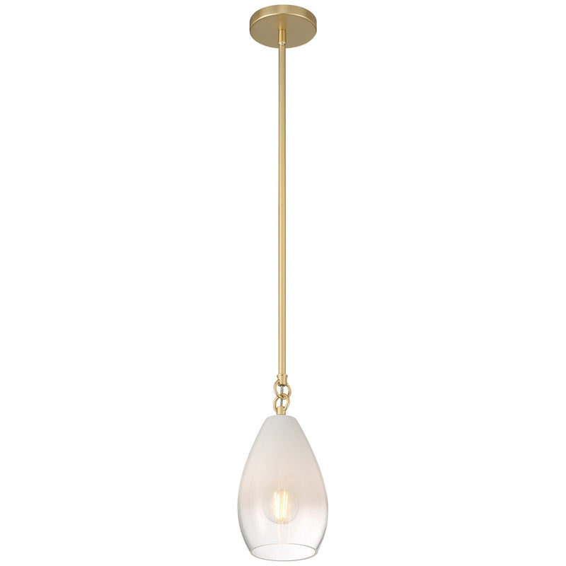 Access Lighting Ombre 1Lt Pendant, Antique Brass/Clear Frosted