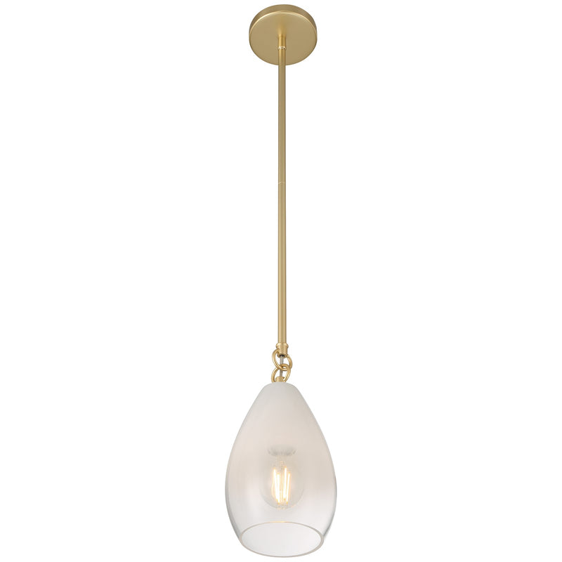 Access Lighting Ombre 1Lt Pendant, Antique Brass/Clear Frosted