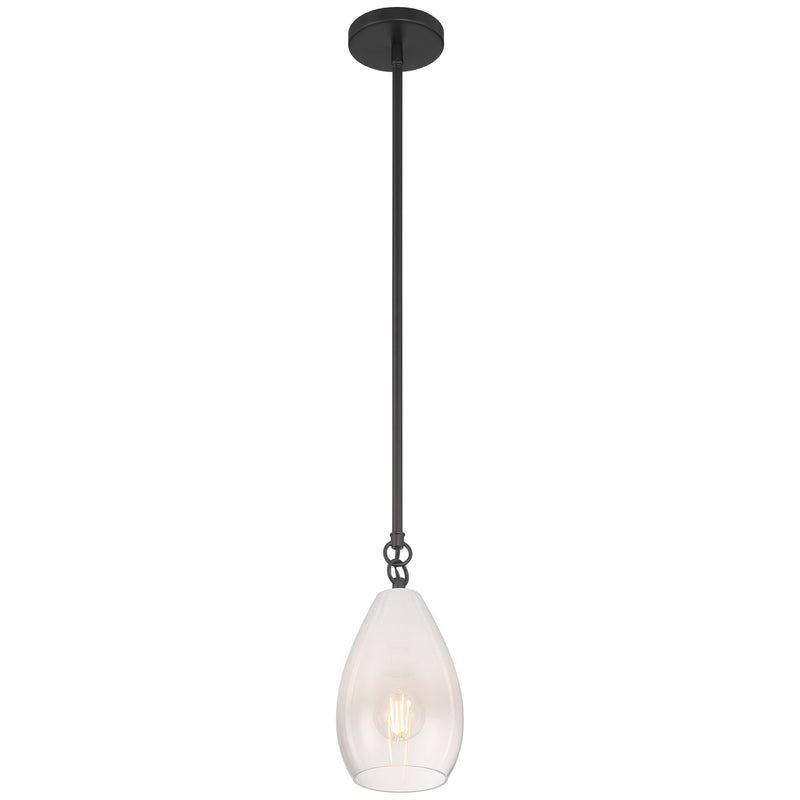 Access Lighting Ombre 1 Light Pendant, Black/Clear Frosted