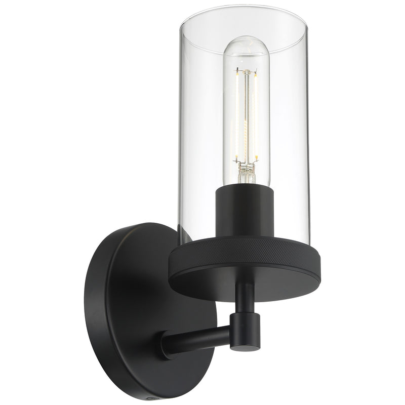 Access Lighting Lily 1Lt Wall Sconce, 9.75"H, Matte Black/Clear