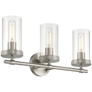 Access Lighting Lily 3 Light Vanity, Brushed Steel/Clear