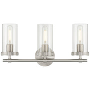 Access Lighting Lily 3 Light Vanity, Brushed Steel/Clear