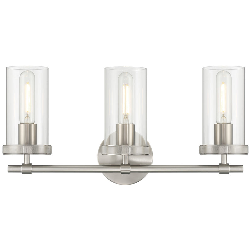 Access Lighting Lily 3 Light Vanity, Brushed Steel/Clear