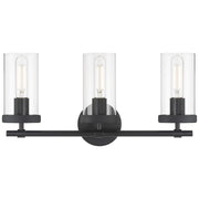 Access Lighting Lily 3 Light Vanity, Matte Black/Clear