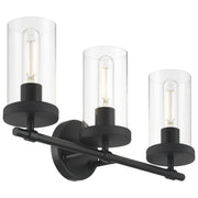 Access Lighting Lily 3 Light Vanity, Matte Black/Clear