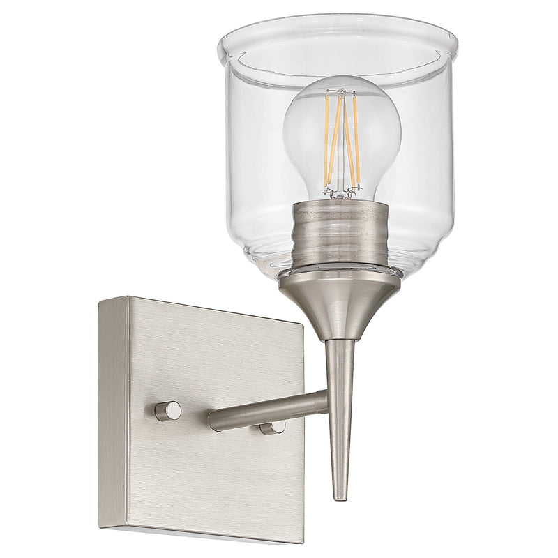 Access Lighting Beacon 1 Light Wall Sconce, Brushed Steel/Clear