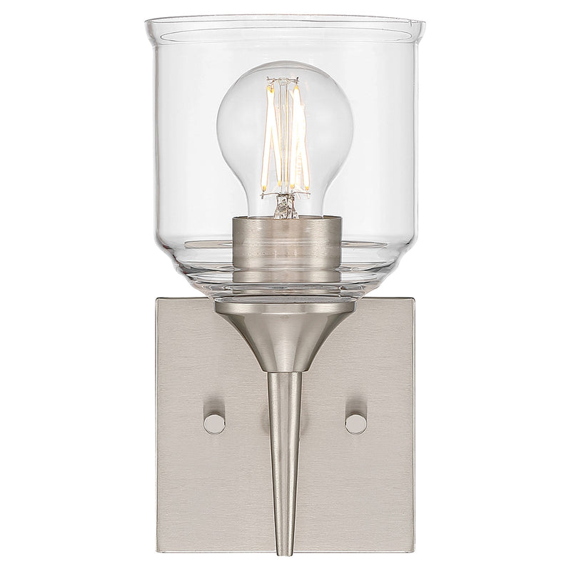 Access Lighting Beacon 1 Light Wall Sconce, Brushed Steel/Clear