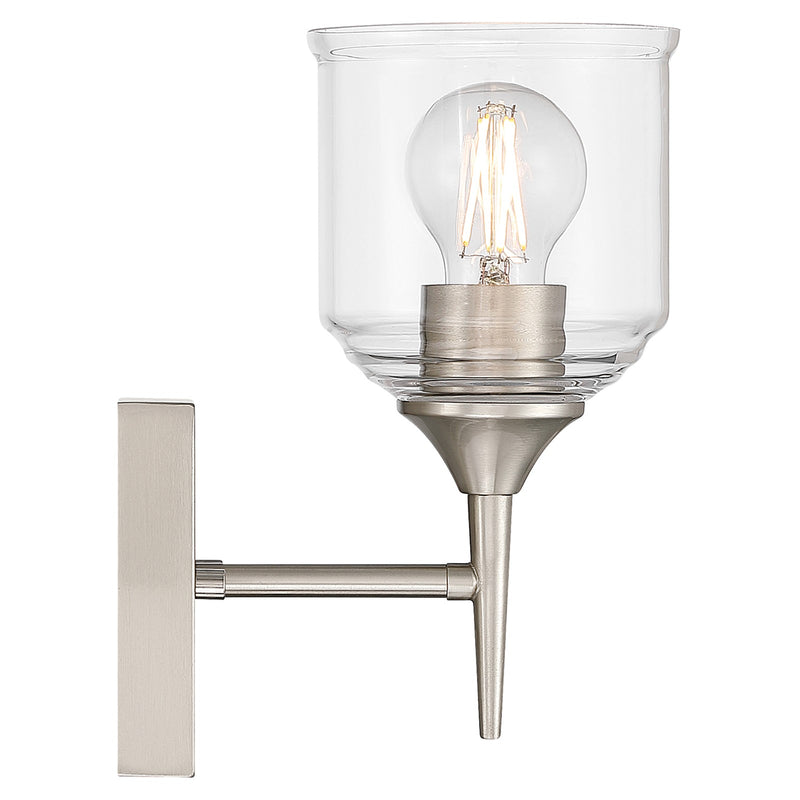 Access Lighting Beacon 1 Light Wall Sconce, Brushed Steel/Clear