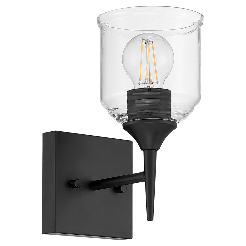 Access Lighting Beacon 1 Light Wall Sconce, Matte Black/Clear