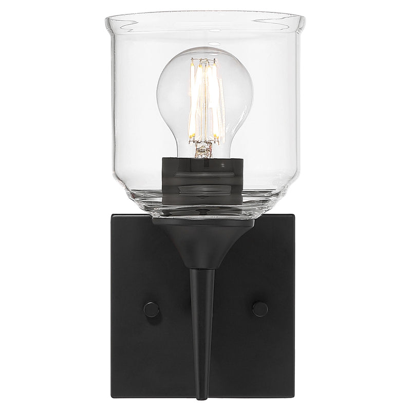 Access Lighting Beacon 1 Light Wall Sconce, Matte Black/Clear