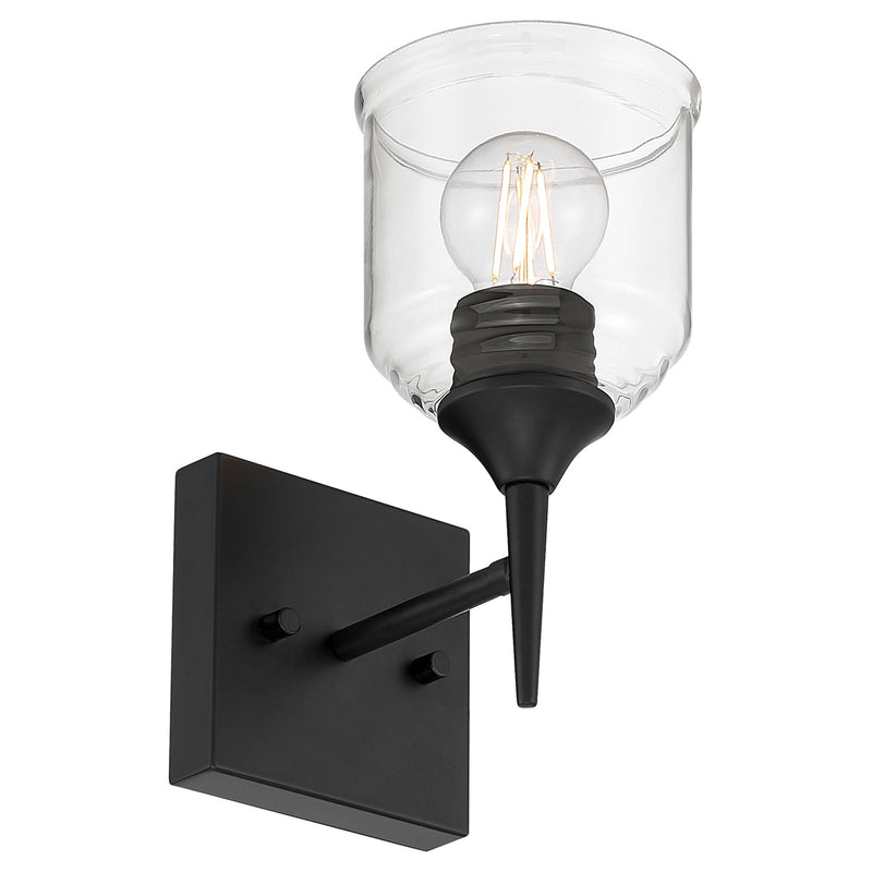 Access Lighting Beacon 1 Light Wall Sconce, Matte Black/Clear