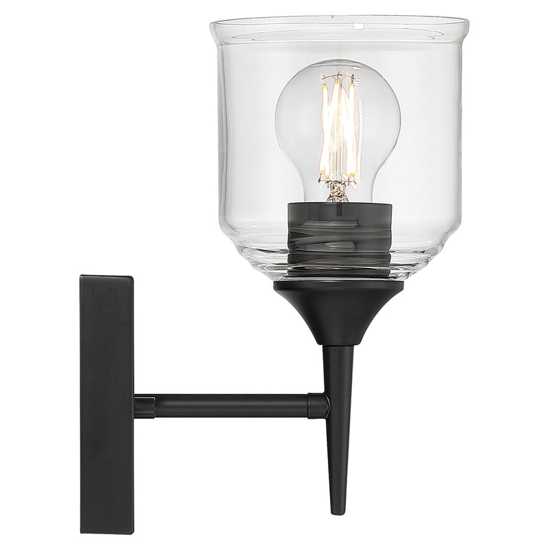 Access Lighting Beacon 1 Light Wall Sconce, Matte Black/Clear