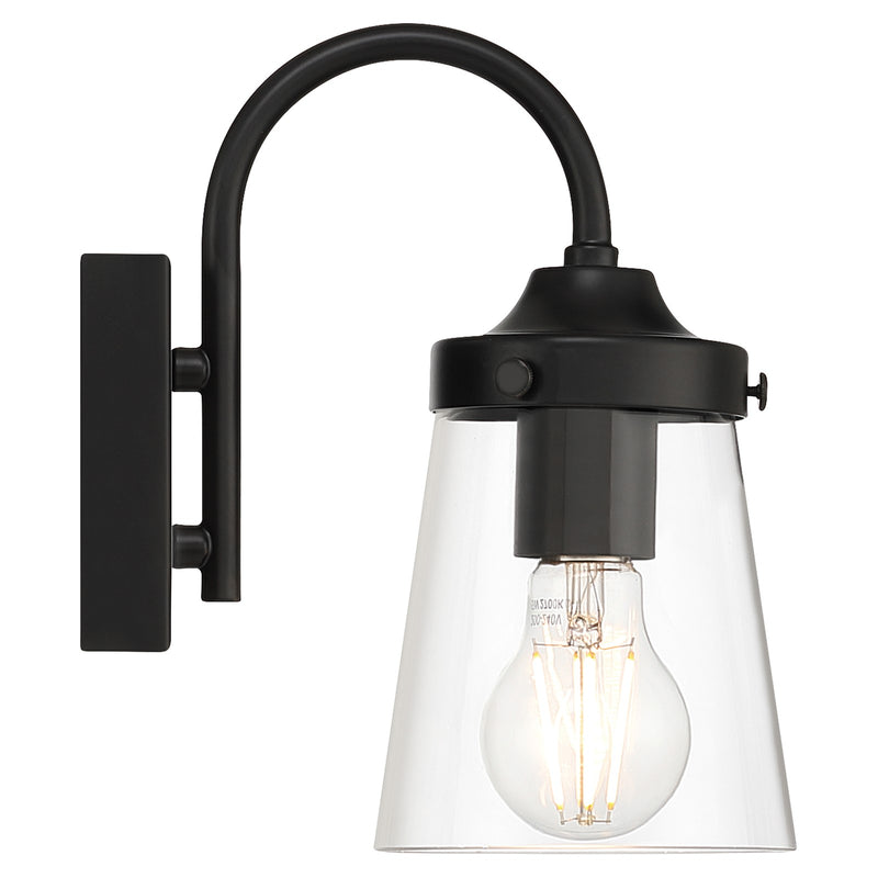 Access Lighting Dickens 1 Light Wall Sconce, Black/Clear