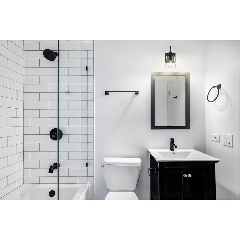 Access Lighting Dickens 1 Light Wall Sconce, Black/Clear
