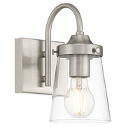 Access Lighting Dickens 1 Light Wall Sconce, Brushed Steel/Clear