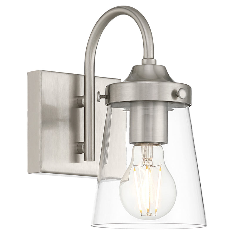 Access Lighting Dickens 1 Light Wall Sconce, Brushed Steel/Clear