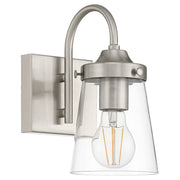 Access Lighting Dickens 1 Light Wall Sconce, Brushed Steel/Clear
