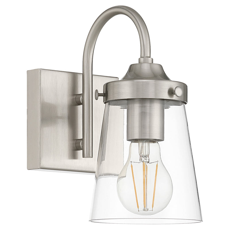 Access Lighting Dickens 1 Light Wall Sconce, Brushed Steel/Clear