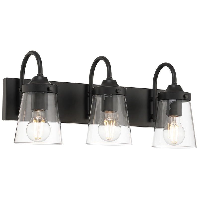 Access Lighting Dickens 3 Light Vanity, Black/Clear