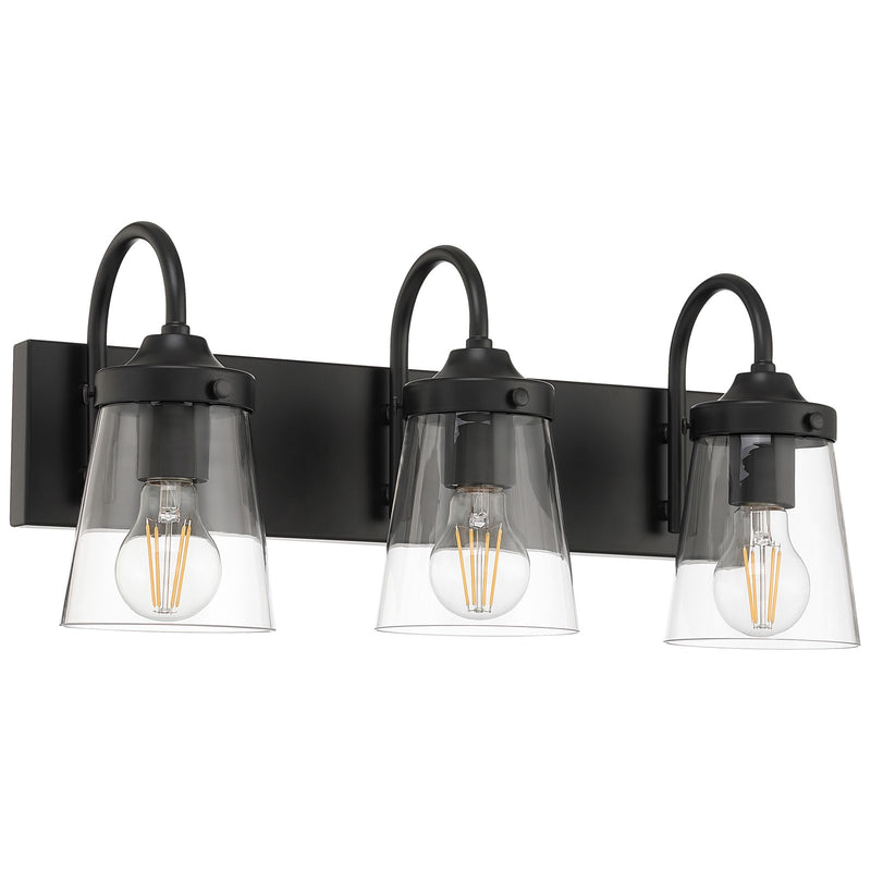 Access Lighting Dickens 3 Light Vanity, Black/Clear