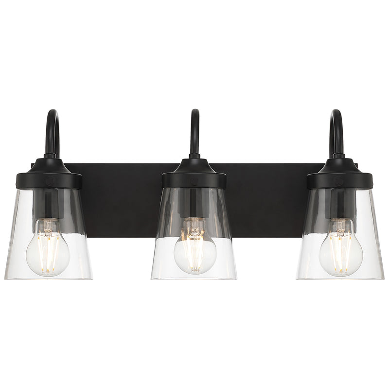 Access Lighting Dickens 3 Light Vanity, Black/Clear