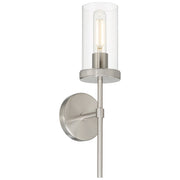 Access Lighting Lily 1Lt Wall Sconce, 16.5"H, Brushed Steel/Clear