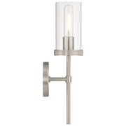 Access Lighting Lily 1Lt Wall Sconce, 16.5"H, Brushed Steel/Clear