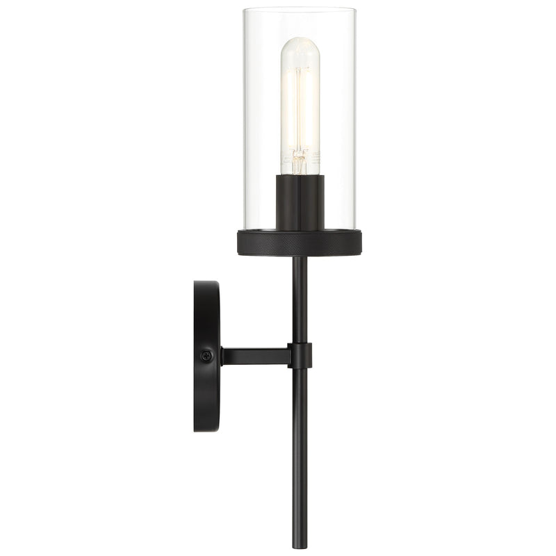 Access Lighting Lily 1Lt Wall Sconce, 16.5"H, Matte Black/Clear