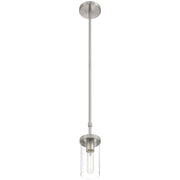 Access Lighting Lily 1 Light Pendant, Brushed Steel/Clear