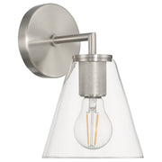 Access Lighting Katie 1 Light Wall Sconce, Brushed Steel/Clear