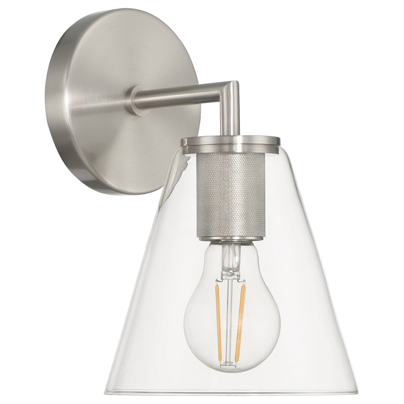 Access Lighting Katie 1 Light Wall Sconce, Brushed Steel/Clear