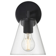 Access Lighting Katie 1 Light Wall Sconce, Matte Black/Clear