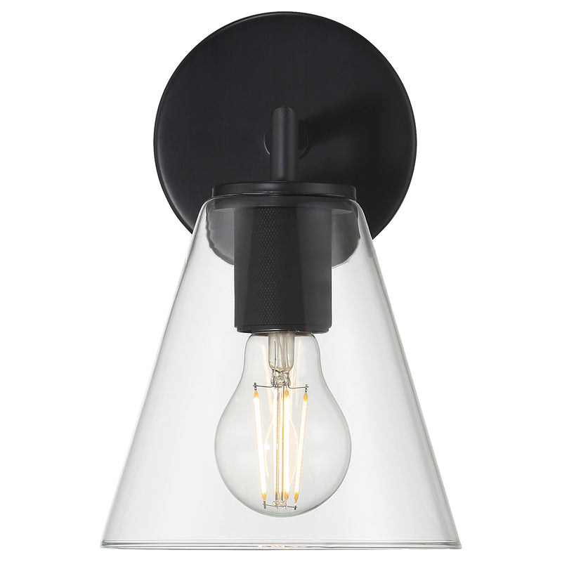 Access Lighting Katie 1 Light Wall Sconce, Matte Black/Clear