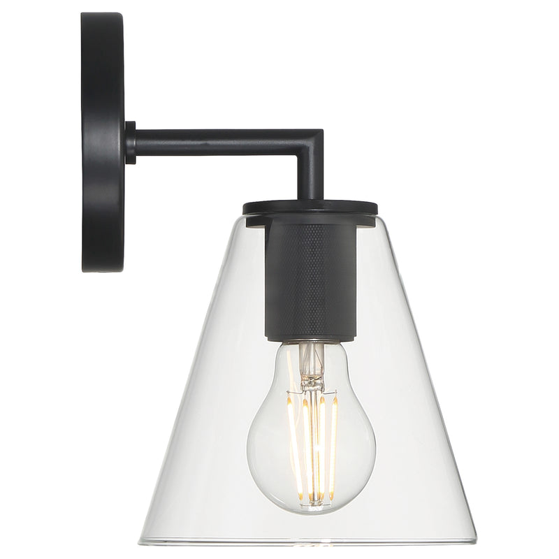 Access Lighting Katie 1 Light Wall Sconce, Matte Black/Clear