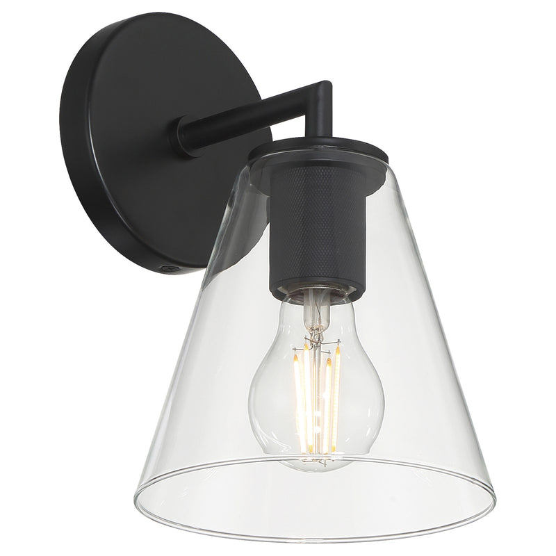 Access Lighting Katie 1 Light Wall Sconce, Matte Black/Clear