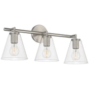 Access Lighting Katie 3 Light Vanity, Brushed Steel/Clear