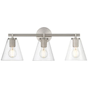 Access Lighting Katie 3 Light Vanity, Brushed Steel/Clear