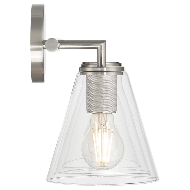 Access Lighting Katie 3 Light Vanity, Brushed Steel/Clear