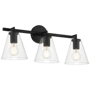 Access Lighting Katie 3 Light Vanity, Matte Black/Clear