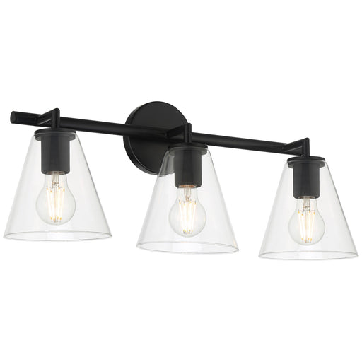 Access Lighting Katie 3 Light Vanity, Matte Black/Clear