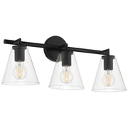 Access Lighting Katie 3 Light Vanity, Matte Black/Clear