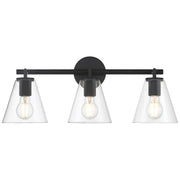 Access Lighting Katie 3 Light Vanity, Matte Black/Clear