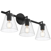 Access Lighting Katie 3 Light Vanity, Matte Black/Clear