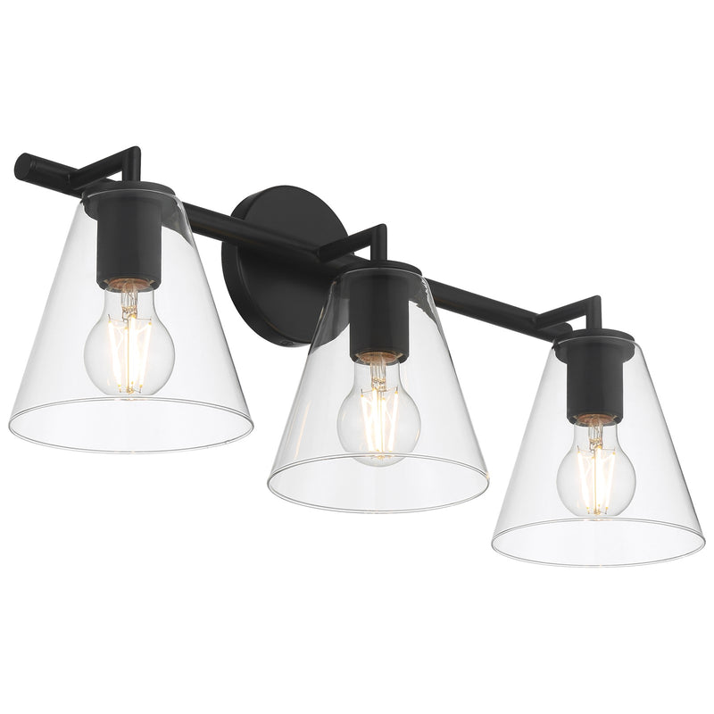 Access Lighting Katie 3 Light Vanity, Matte Black/Clear