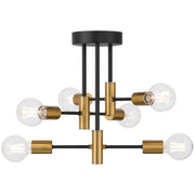 Access Sean 6 AdjustableLt Semi Flush, Black, Antique Brushed Brass