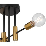 Access Sean 6 AdjustableLt Semi Flush, Black, Antique Brushed Brass