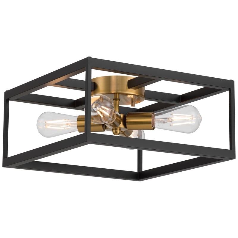 Access Lighting Nikki 4Lt Flush Mount, Black, Antique Brushed Brass