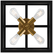 Access Lighting Nikki 4Lt Flush Mount, Black, Antique Brushed Brass