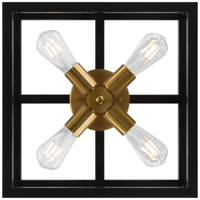 Access Lighting Nikki 4Lt Flush Mount, Black, Antique Brushed Brass